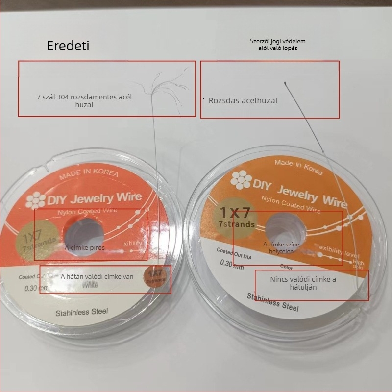 Rozsdamentes acél gyöngydrót DIY ékszerkészítéshez, színálló arany tónus, 0.3 mm