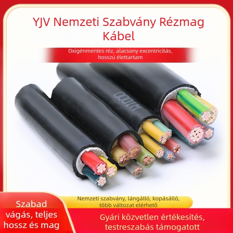 YJV2 rézmagú erősáramú kábel, 3–5 magos, nemzeti szabvány, kültéri használatra