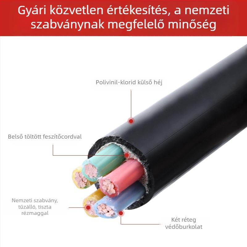 YJV2 rézmagú erősáramú kábel, 3–5 magos, nemzeti szabvány, kültéri használatra