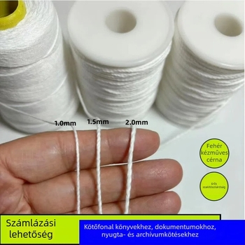 Pamutszál kötél textil és ruházat számára — kézzel varrt, durva szerkezet, viaszmentes; fő anyag: pamutszál; alkalmazás: kötővonalak, címkék és textil hevederek