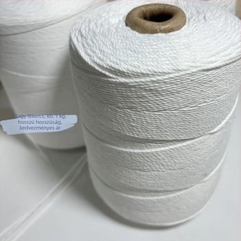 Pamutszál kötél textil és ruházat számára — kézzel varrt, durva szerkezet, viaszmentes; fő anyag: pamutszál; alkalmazás: kötővonalak, címkék és textil hevederek