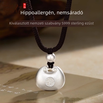Női ezüst 925-ös 3D medálos nyaklánc, reguláris lánccal, vintage irodalmi retro stílus, hossz 41–50 cm