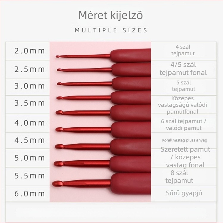 Horgolókészlet rozsdamentes acél markolattal, teljes horgolószerszám-készlet DIY fonalanyagokkal