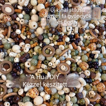 Új kínai stílusú természetes fa Bodhi gyöngyök, kevert gyöngyök szálazáshoz, kézzel készített karkötőgyöngyök lyukakkal