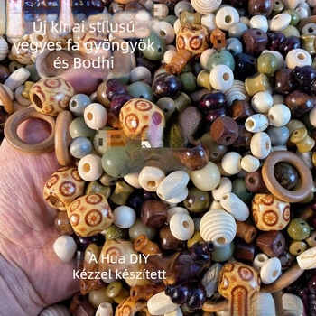 Új kínai stílusú természetes fa Bodhi gyöngyök, kevert gyöngyök szálazáshoz, kézzel készített karkötőgyöngyök lyukakkal