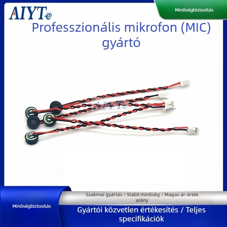 6027 Mikrofon-kapszula beépített kettős kondenzátor zajcsökkentéssel és interferencia-mentesítéssel, forraszható 2‑pin 1,25 mm terminál