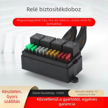 12-utas relés biztosíték doboz, 12V/24V, autók és RV-k számára, moduláris kivitel