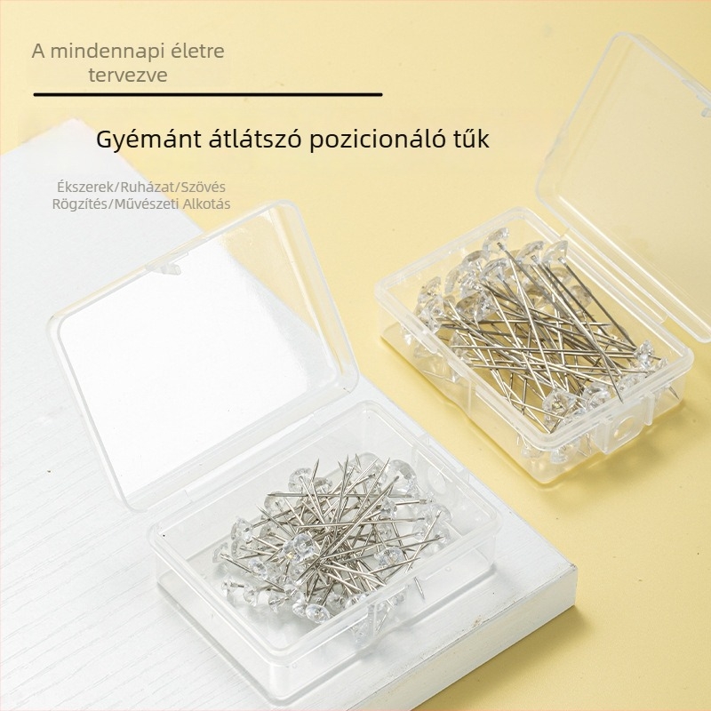 Gyémánt alakú, átlátszó gombostűk foltvarráshoz és DIY ékszerekhez, virágdíszítéssel