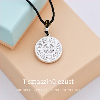 S999 ezüst – A Bőség Istene, Nyolc Kincses Iránytű Medál, Férfi Nyaklánc, Születésnapi Ajándék DZ087