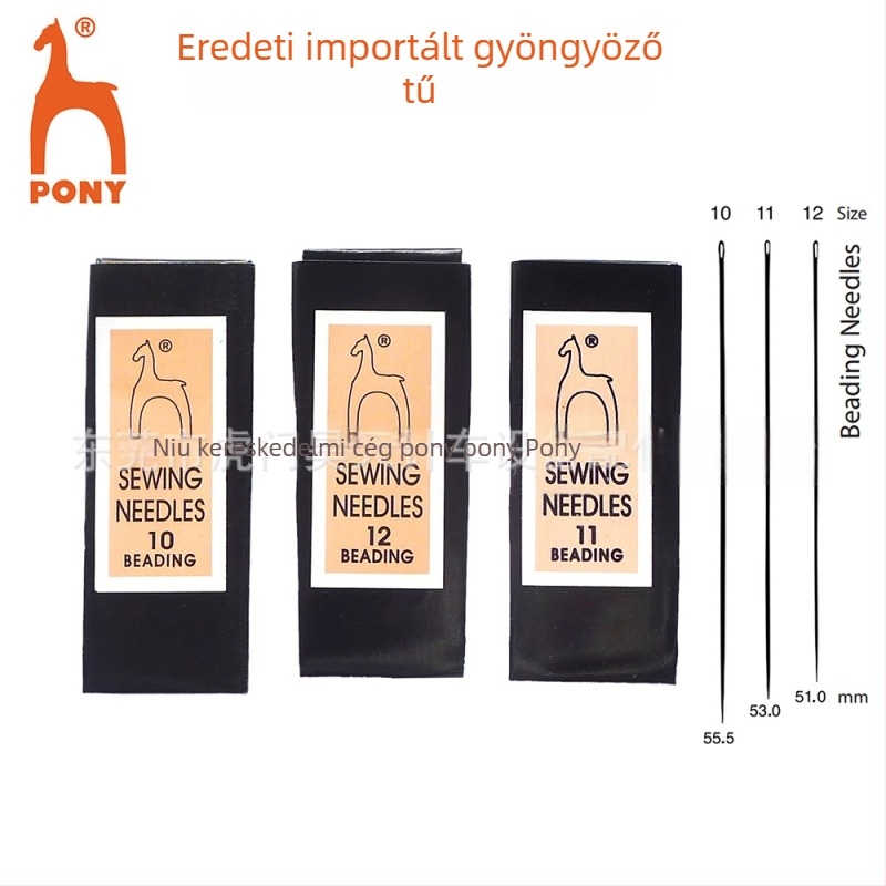 Gyöngyfűző tű, PONY márka, szénacél, vékony, kézműves, India eredetű