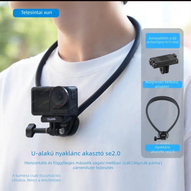 TELESIN Nyakba akasztható tartó GoPro/Action/Insta360 kamerákhoz, szilikon