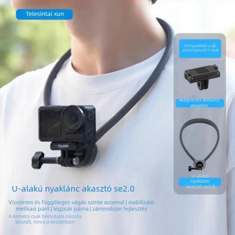 TELESIN Nyakba akasztható tartó GoPro/Action/Insta360 kamerákhoz, szilikon