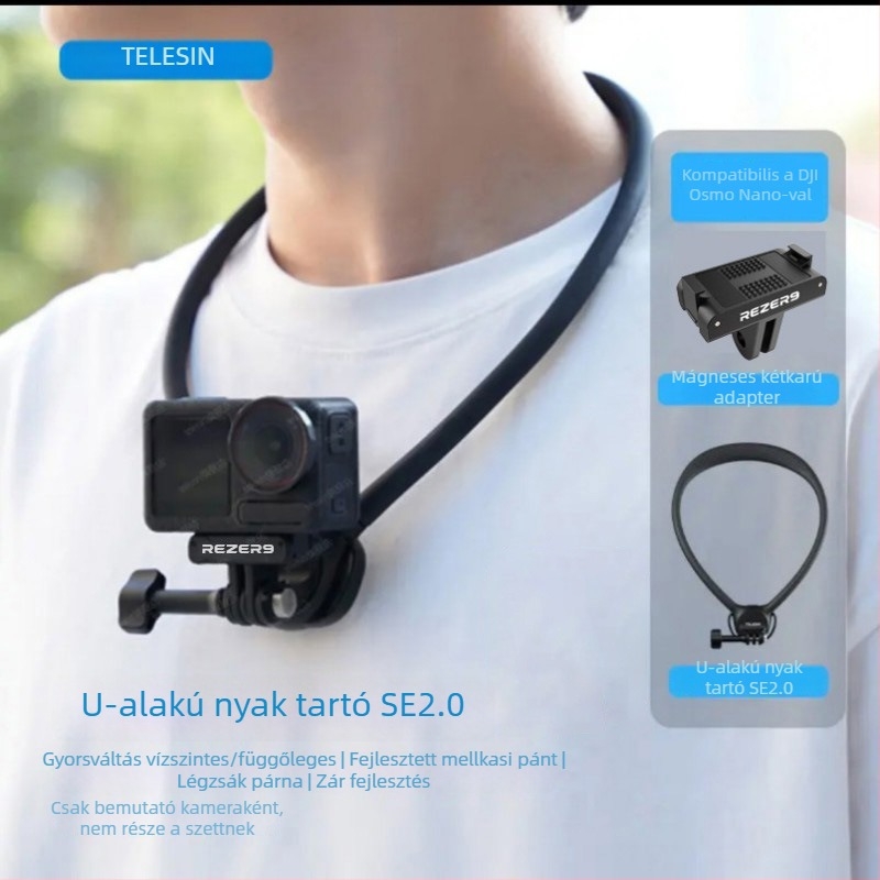 TELESIN Nyakba akasztható tartó GoPro/Action/Insta360 kamerákhoz, szilikon