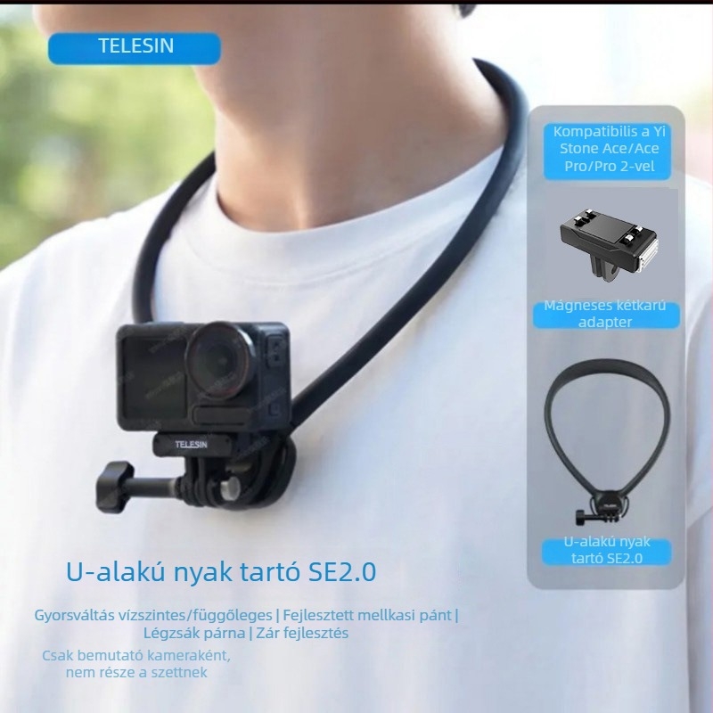 TELESIN Nyakba akasztható tartó GoPro/Action/Insta360 kamerákhoz, szilikon