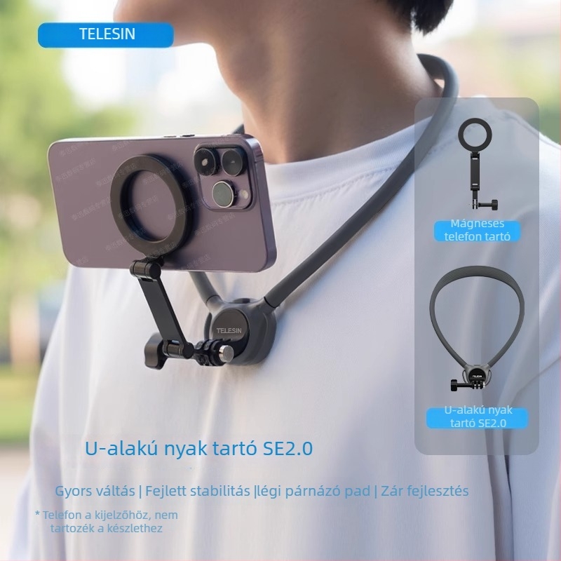 TELESIN Nyakba akasztható tartó GoPro/Action/Insta360 kamerákhoz, szilikon