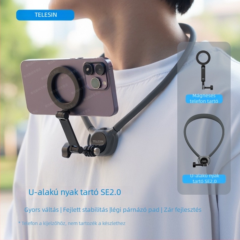 TELESIN Nyakba akasztható tartó GoPro/Action/Insta360 kamerákhoz, szilikon