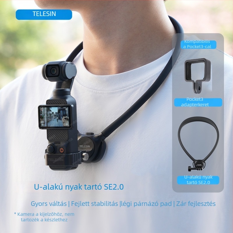 TELESIN Nyakba akasztható tartó GoPro/Action/Insta360 kamerákhoz, szilikon