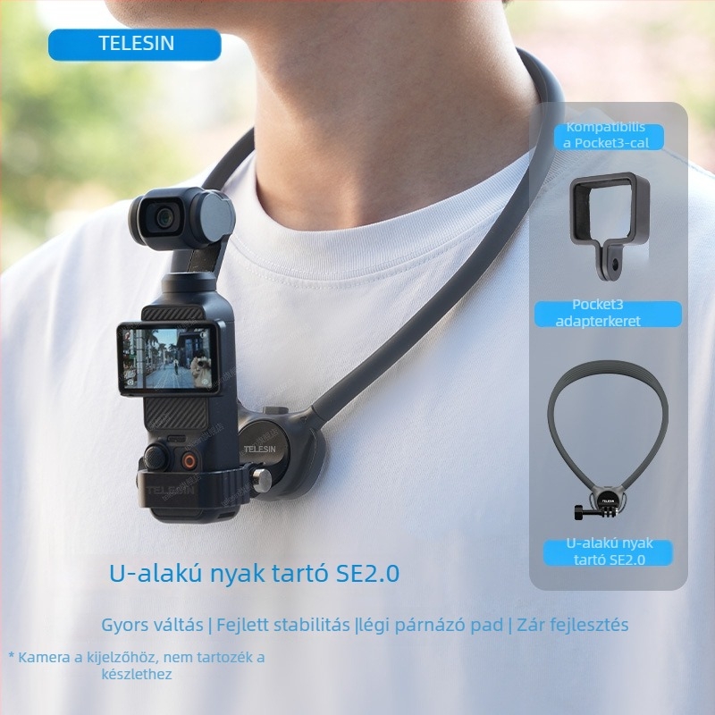 TELESIN Nyakba akasztható tartó GoPro/Action/Insta360 kamerákhoz, szilikon