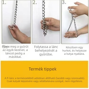 Fémes, állítható harapásellenes kutyanyakörv lánccal