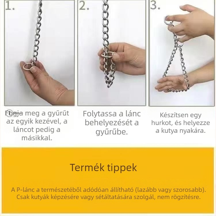 Fémes, állítható harapásellenes kutyanyakörv lánccal