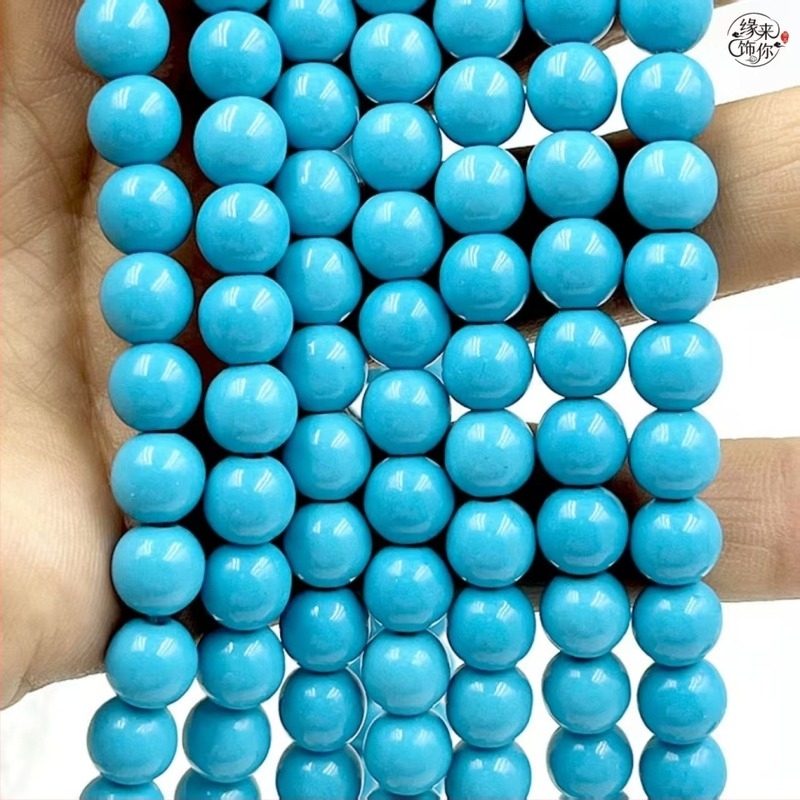 Természetes, magas minőségű türkiz körgyöngyök, szabadon fűzhető DIY karkötőhöz, hajcsat medál, türkiz félkész kiegészítők