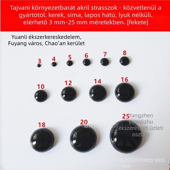 Rhinestone gyöngyök félkör alakú, fényes felület, injekciós öntés, műanyag/gyanta