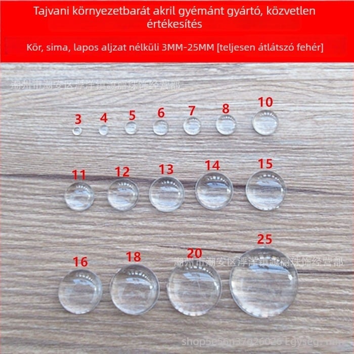 Rhinestone gyöngyök félkör alakú, fényes felület, injekciós öntés, műanyag/gyanta