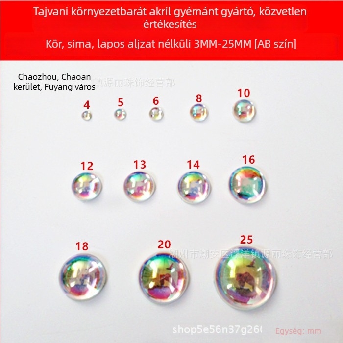 Rhinestone gyöngyök félkör alakú, fényes felület, injekciós öntés, műanyag/gyanta