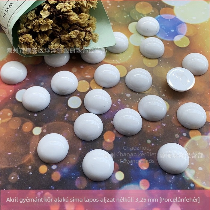 Rhinestone gyöngyök félkör alakú, fényes felület, injekciós öntés, műanyag/gyanta