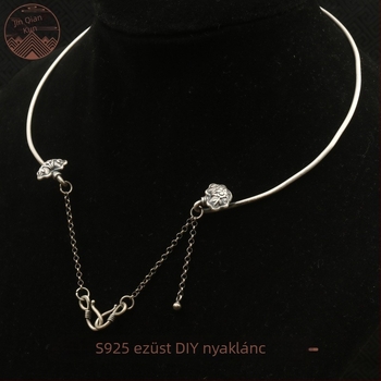 S990 ezüst női chokert, etnikus Miao motívummal, retro motív arany fiú és jade lány