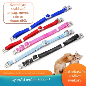 Macska- és kutyanyakörv színes rács mintával, poliészter, univerzális méret, szabadidős stílus