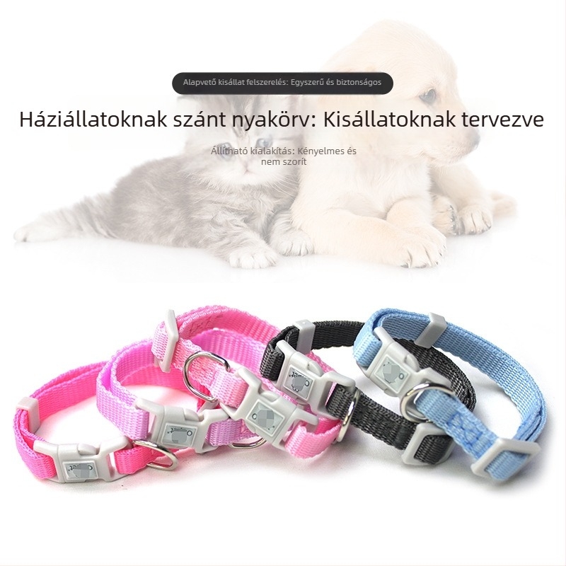 Macska- és kutyanyakörv színes rács mintával, poliészter, univerzális méret, szabadidős stílus