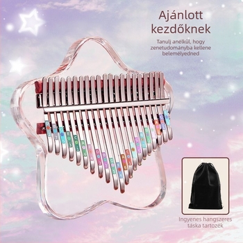 Átlátszó akril Kalimba (ujj-zongora) – magas hangolás, hang A, hordozható kezdőknek