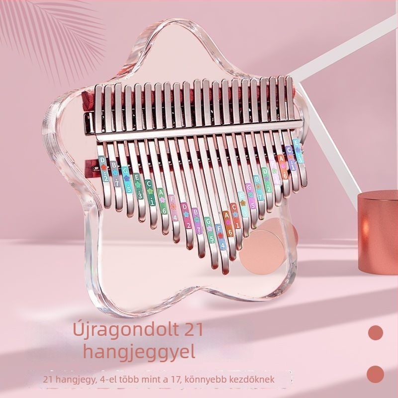 Átlátszó akril Kalimba (ujj-zongora) – magas hangolás, hang A, hordozható kezdőknek