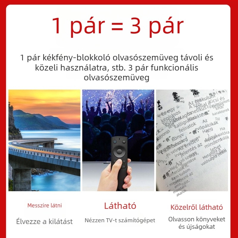 Színváltó összecsukható olvasószemüveg progresszív multifokális lencsékkel távoli és közel látáshoz, uniszex, kékfény elleni védelem