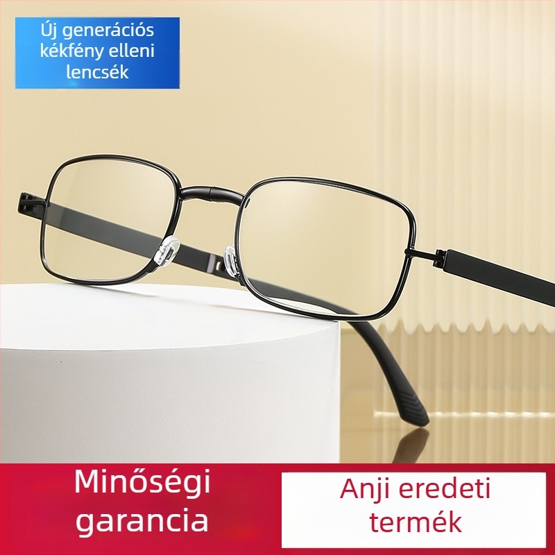 Anji olvasószemüveg - Hordozható, Összecsukható, Uniszex, Teljes keretű fém keret, A.C lencsék