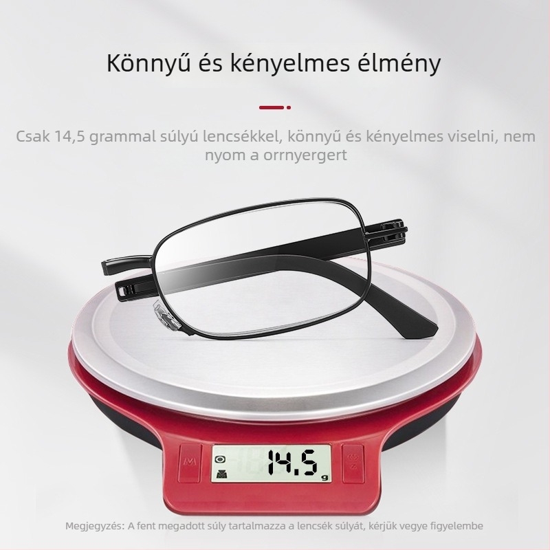 Anji olvasószemüveg - Hordozható, Összecsukható, Uniszex, Teljes keretű fém keret, A.C lencsék