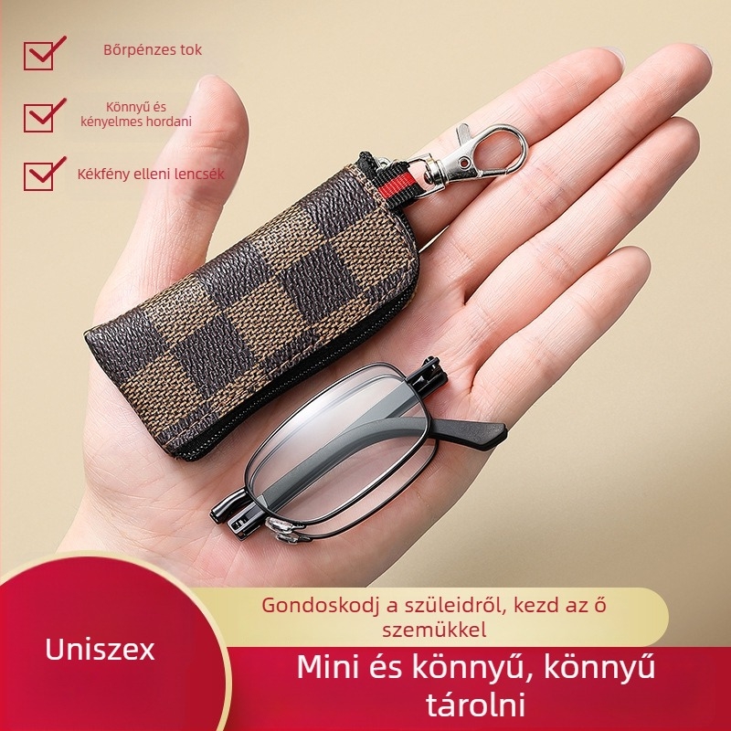 Anji olvasószemüveg - Hordozható, Összecsukható, Uniszex, Teljes keretű fém keret, A.C lencsék