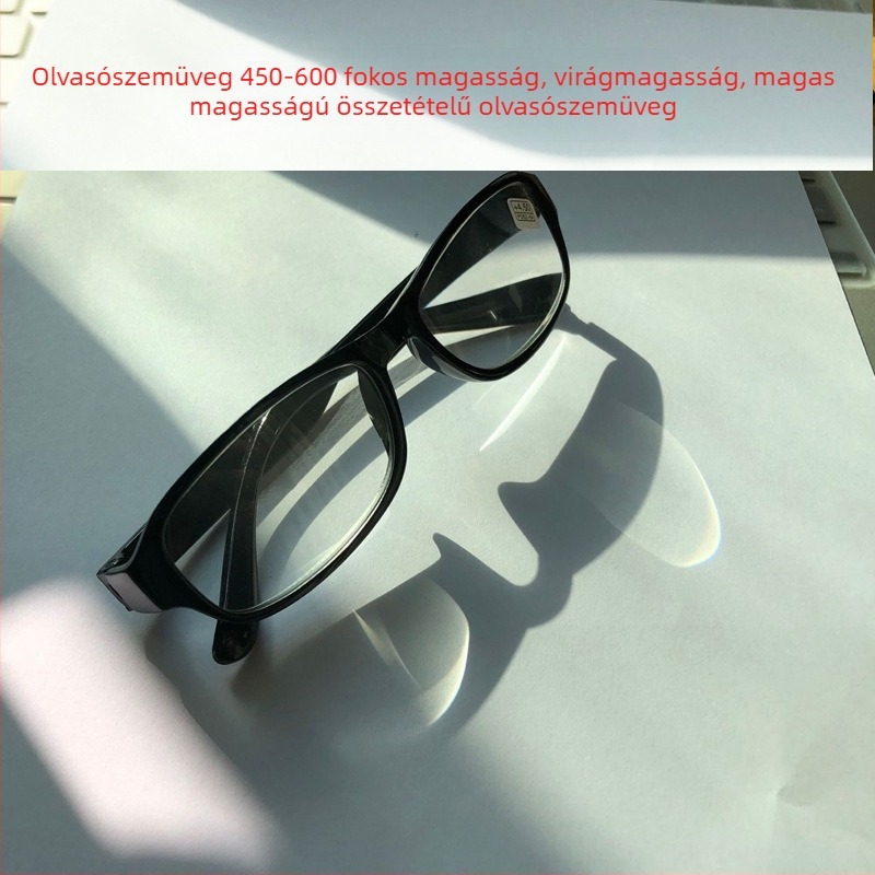 Jack Fuxing olvasószemüveg, 450–600 D magas dioptria, műanyag keret, PC lencsék, négyszögletes arcformához illeszkedik