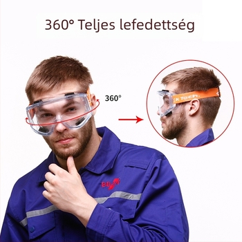 Védőszemüveg ipari vágáshoz és csiszoláshoz polikarbonát lencékkel, 1 mm, por- és fröccsenés elleni védelem, kémiai védelem | CKY-135 FW