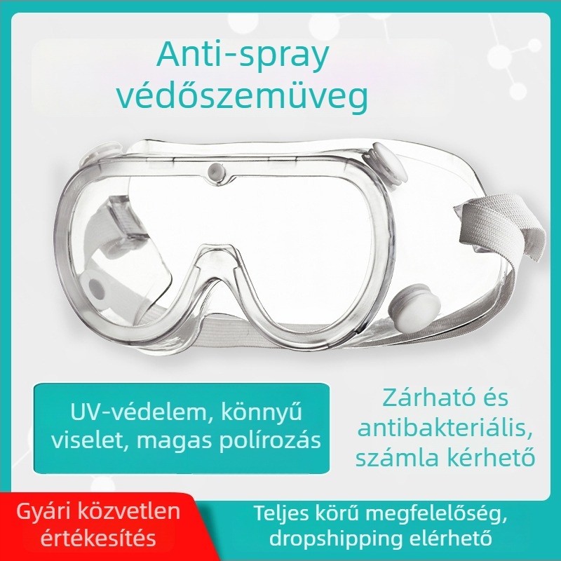 Szemvédő maszk páramentes lencsével, állítható keret, Modell: Anti-fog, Védelem (páramentes lencse; állítható keret; Modell: Anti-fog; Védelem)