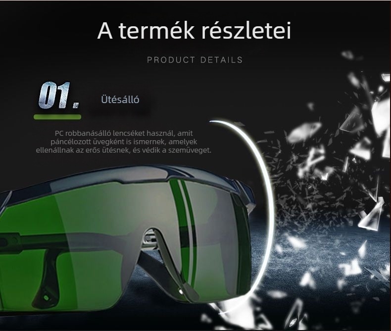 Hegesztővédő szemüveg (UV védelem; ütésállóság; Eye wash)