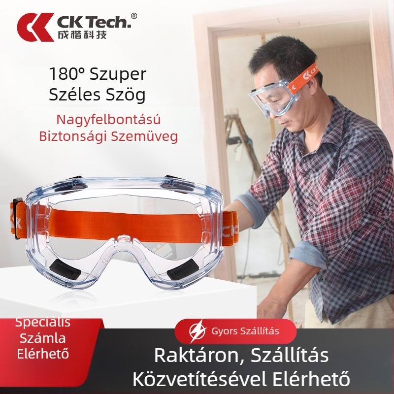 CKY-135 FW védőszemüveg | Polikarbonát lencsék 1 mm | Por- és fröccsenés elleni védelem; kémiai kísérletekhez; ipari vágáshoz és csiszoláshoz