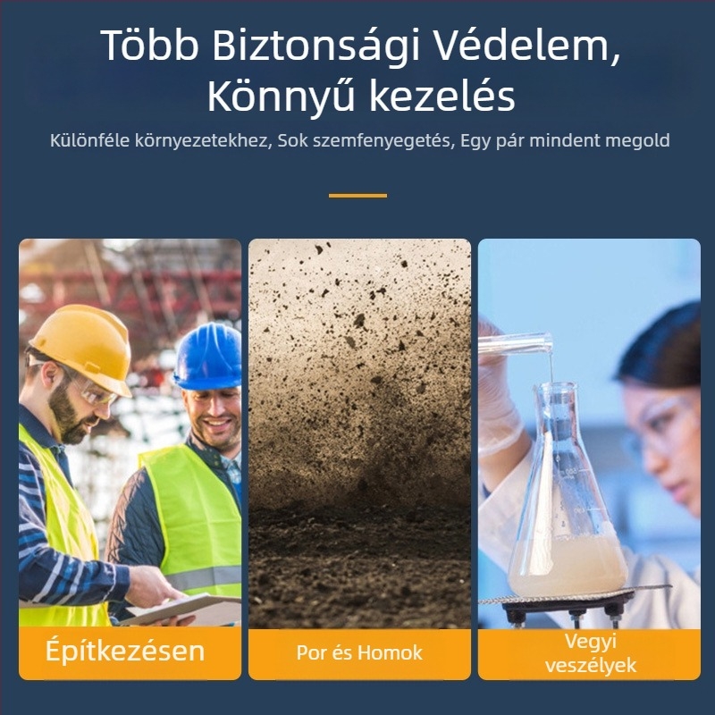 Átlátszó védőszemüveg cseppvédő, páramentesítő, ütésálló és szélálló, polikarbonát lencsével