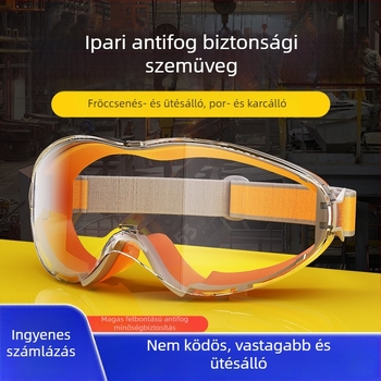 Ipari védő szemüveg, páramentesített kialakítás, vízálló, szél- és porálló; alkalmas vágáshoz, köszörüléshez és hegesztéshez; Lichang márka, keret TPE, kód S2323
