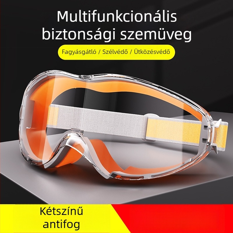 Ipari védő szemüveg, páramentesített kialakítás, vízálló, szél- és porálló; alkalmas vágáshoz, köszörüléshez és hegesztéshez; Lichang márka, keret TPE, kód S2323