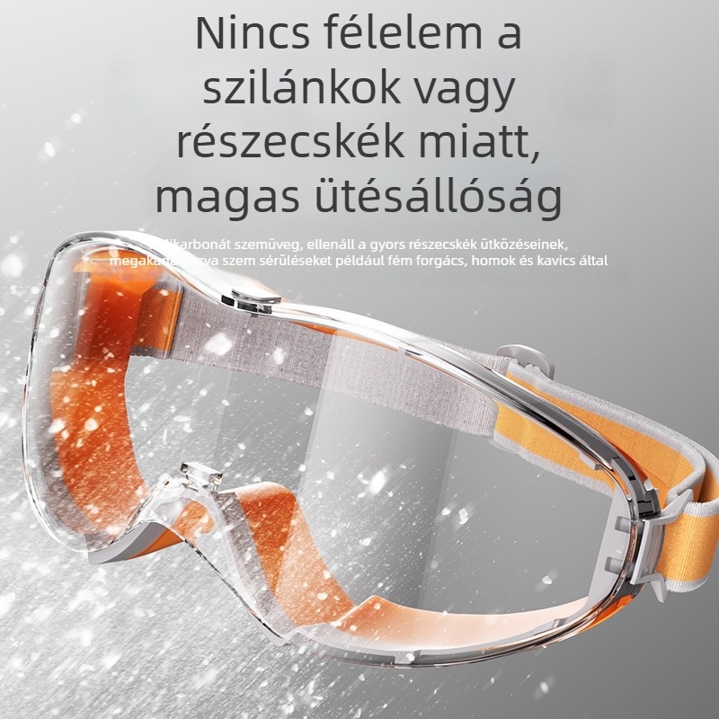 Ipari védő szemüveg, páramentesített kialakítás, vízálló, szél- és porálló; alkalmas vágáshoz, köszörüléshez és hegesztéshez; Lichang márka, keret TPE, kód S2323