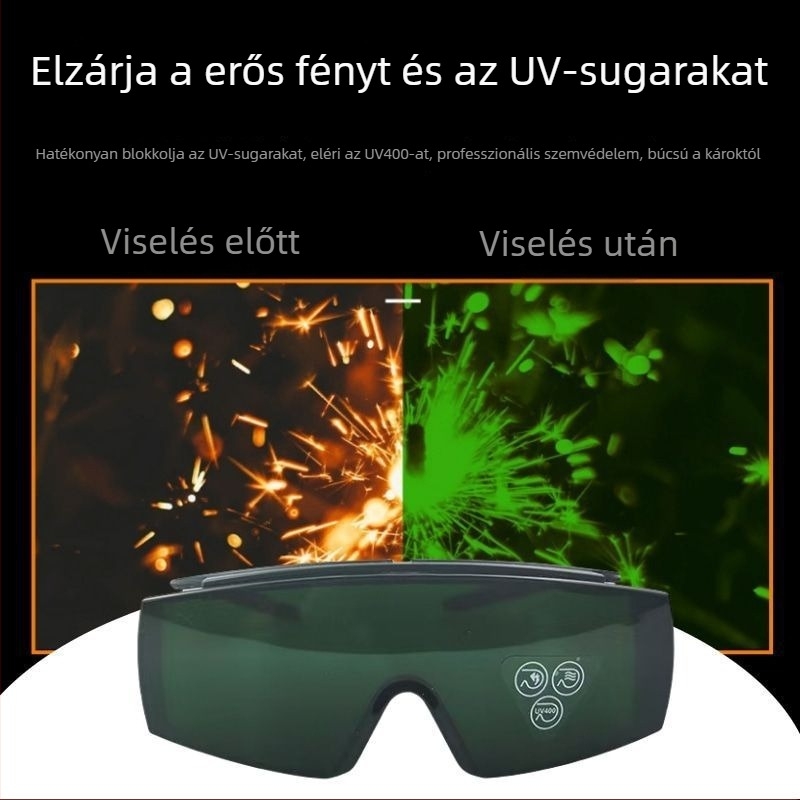 Hegesztővédő szemüveg UV védelemmel és ütésállósággal, megfelelő gáz- és ívhegesztéshez