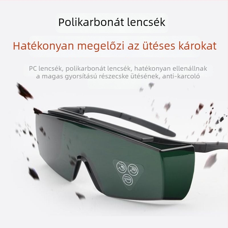 Hegesztővédő szemüveg UV védelemmel és ütésállósággal, megfelelő gáz- és ívhegesztéshez