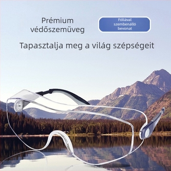 Védő szemüveg, PC anyagból, modell EE-16; funkciók: por-, ütésálló, fröccsenő víz elleni védelem